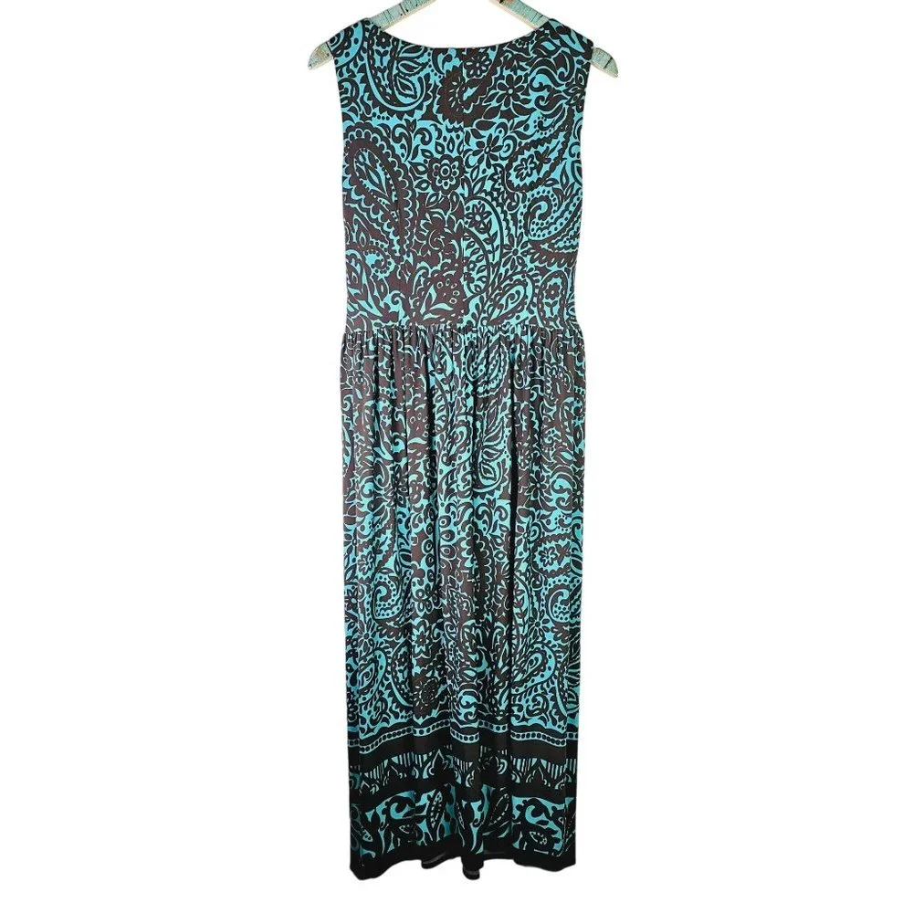 Jessica Howard Paisley Rouche Waist Sleeveless Midi High Neck Lined Dress, 10 - Picture 6 of 8